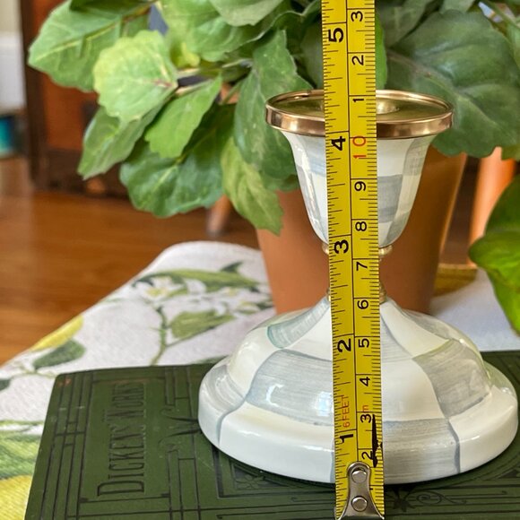 *MacKenzie-Childs Sterling Check Short Candlestick -NEW - Picture 8 of 14